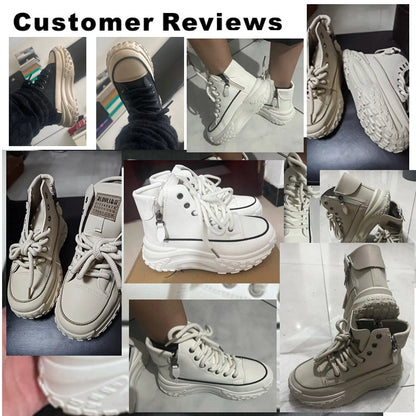 Kvinnors Hög Top Sneakers PU Plattformsula-2