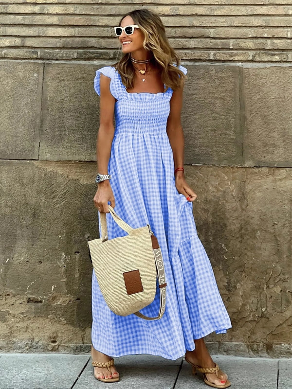 Dam Långklänning Bohemisk Rynkad Polyester Öppen Rygg 3