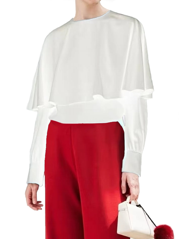 Långärmad T Shirt Dam i Mjuk Bomull och Polyester – Trendig Rund Hals, Neutrala Färger, Perfekt för Avslappnade och Halvformella Tillfällen 9