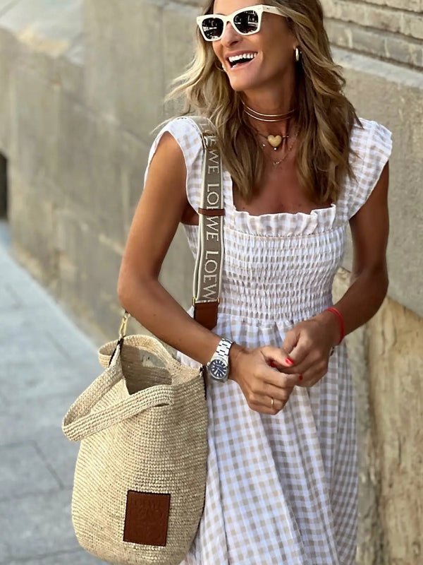 Dam Långklänning Bohemisk Rynkad Polyester Öppen Rygg 2