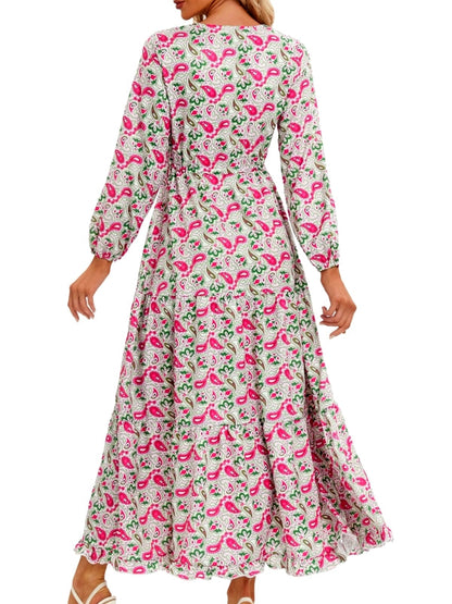 Dam Maxiklänning Långärmad V-ringning Polyester Elegant 6