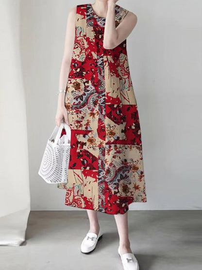 Variant image for Kvinna Midi Klänning Vintage Stil 100% Bomull-13