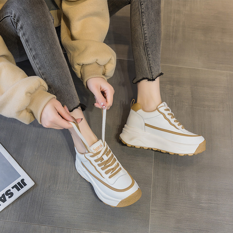 Kvinnors Sneakers 8 cm Häl Läder-3