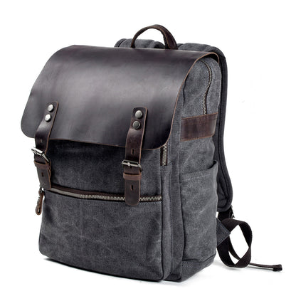 Unisex Ryggsäck Vintage Wolff-Canvas med Justerbara Axelremmar-3