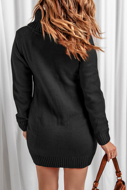 Kvinna Stickad Klänning Vattenfall Halsringning Akryl Mönster-2