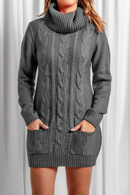 Kvinna Stickad Klänning Vattenfall Halsringning Akryl Mönster-5