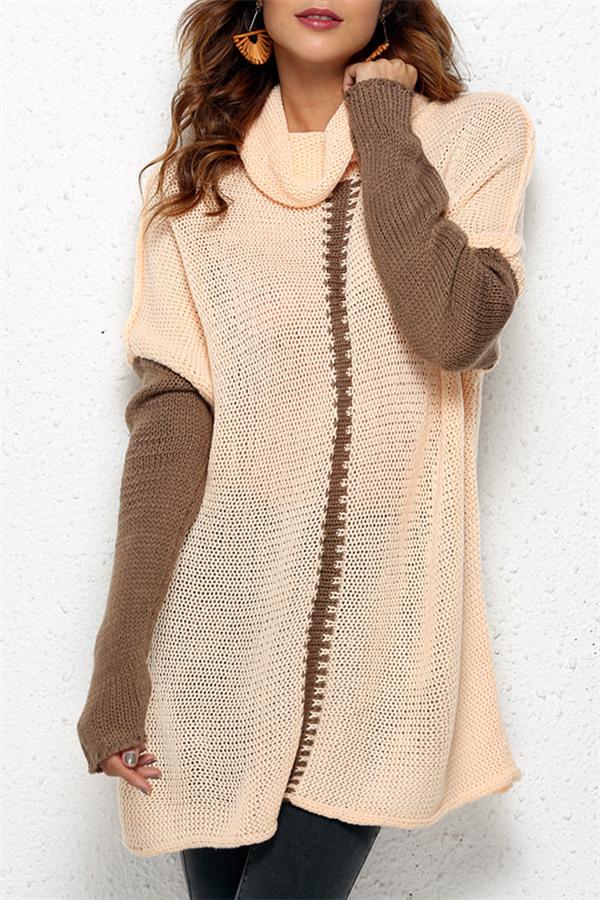Dam Turtleneck Tröja Lös Akryl Lätt Beige-5