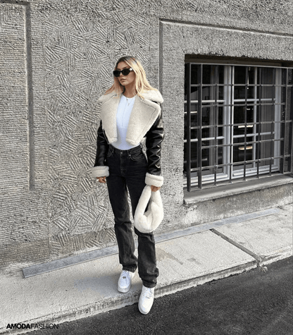 Festtoppar Dam Cropped Top Syntetiskt Läder Modern Chic-3