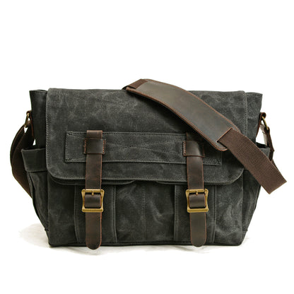Variant image for Unisex Axelväska Vintage Stil Vaxad Bomull och Läder-3