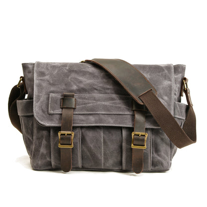 Variant image for Unisex Axelväska Vintage Stil Vaxad Bomull och Läder-4