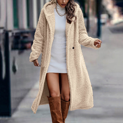 Variant image for Damjacka Teddy Coat Mjuk Fleece med Huva för Kalla Dagar-1