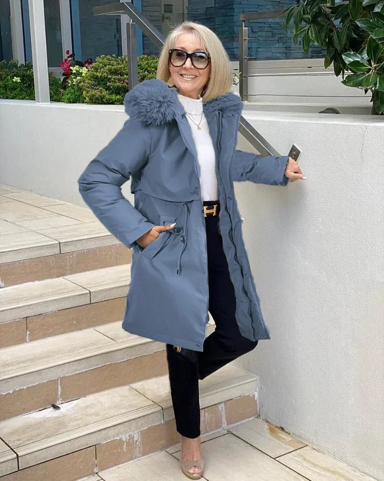 Dam Lång Vinterjacka Överdimensionerad Högkvalitativt Material-2