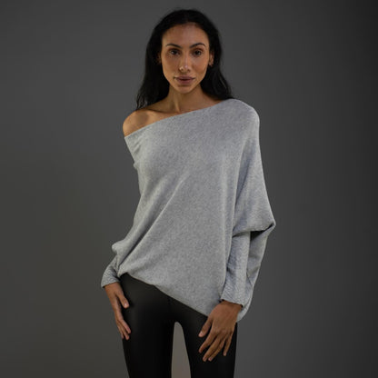 Dam Tröja Off-Shoulder Mjuk Tygdesign-3