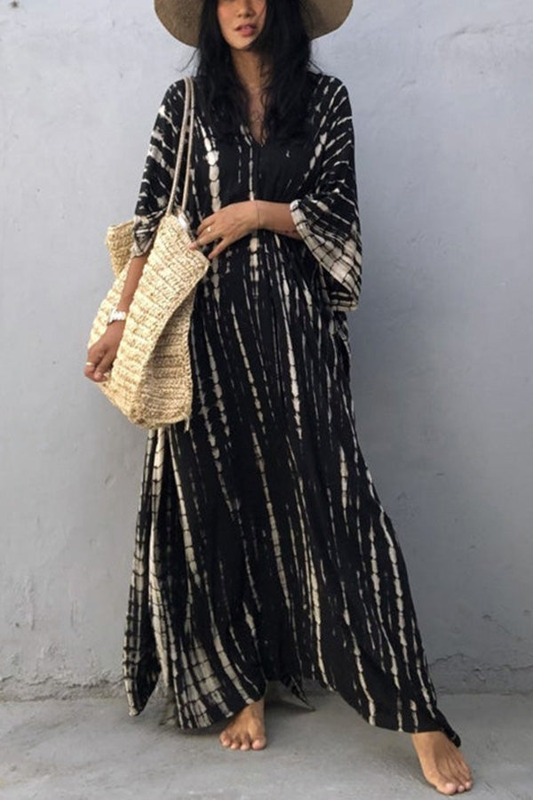 Variant image for Fina Dam Klänningar Boho V-hals Polyester Batikdesign-7