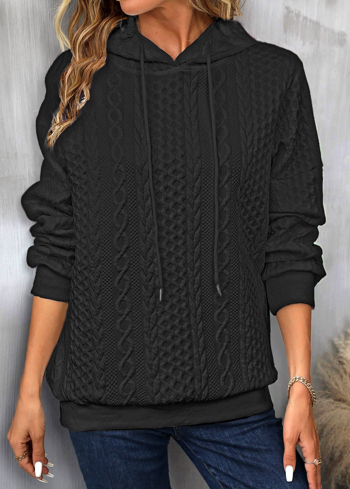 Dam Tröja med Huva Justerbara Sladdar Mjuk Andningsbar Material 10