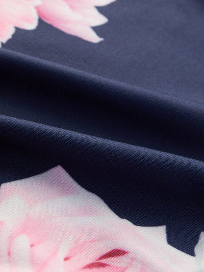 Kvinnors Midi Klänning Enaxlad Blommönster Elastisk Fjäder-6