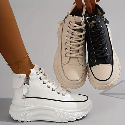 Dam Sneakers Ankelhöga Plattform Textil Casual-6