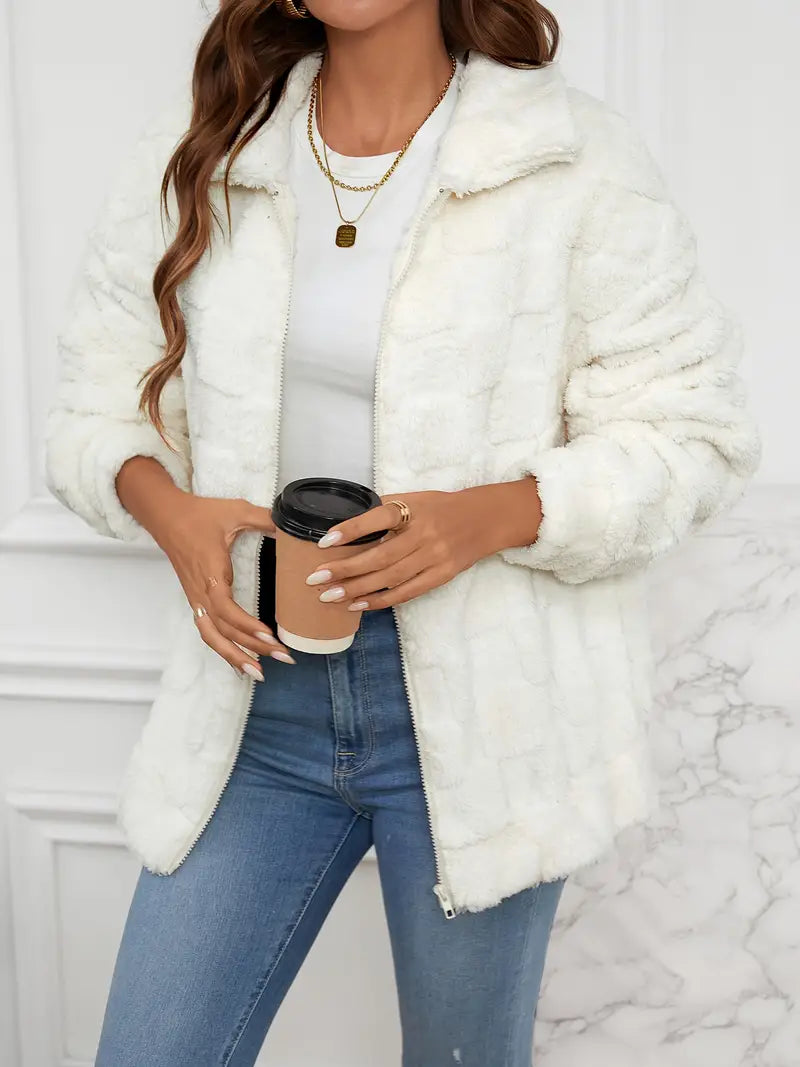 Dam Nallrock Enfärgad Teddy Generös Passform-5