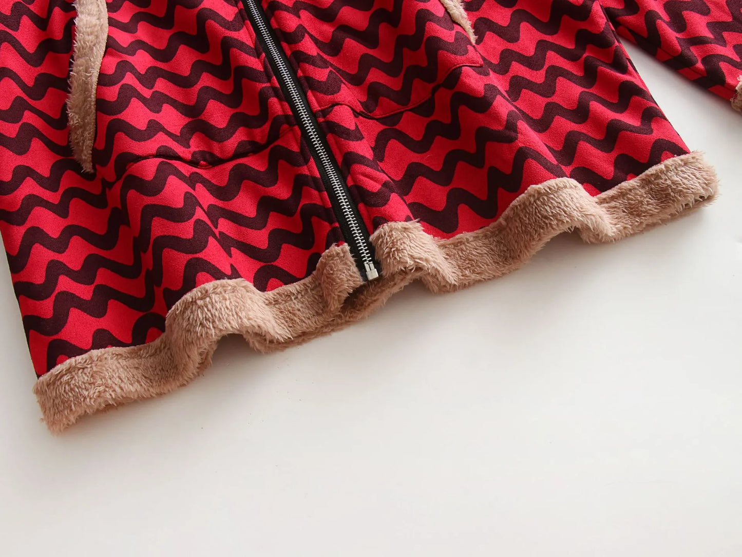 Dam Fleecejacka Med Huva Modern Design Mjuk Fleece-5