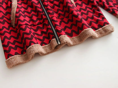 Dam Fleecejacka Med Huva Modern Design Mjuk Fleece-5