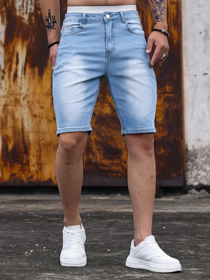 Kvinnors Kortbyxor Hög Midja Denim-3