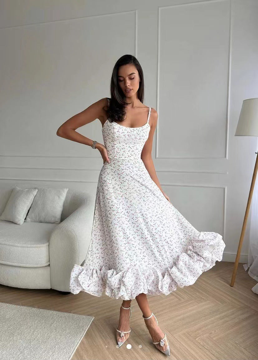 A-linje Midi Klänning i Polyester med 3D Blommapplikationer – Fina Dam Klänningar för Speciella Tillfällen 11