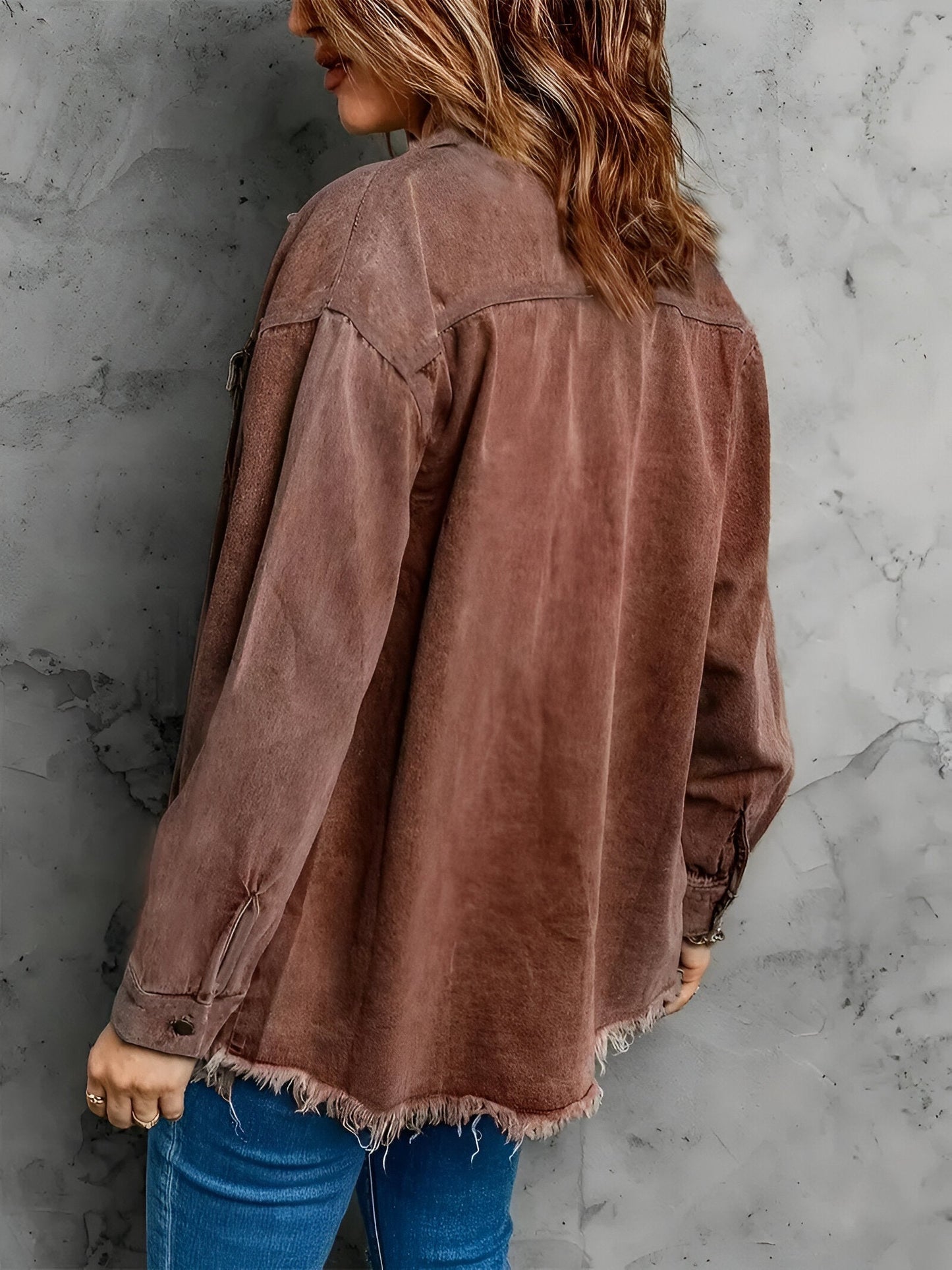 Jeansjacka Dam i Begagnad Look av Mjuk Bomullsblandning - Avslappnad Svart Oversize Denimjacka 3