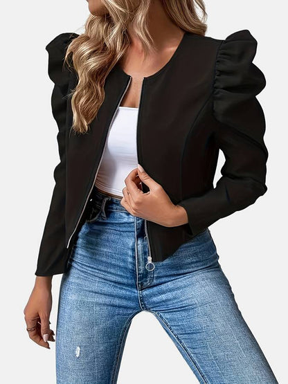 Kvinnors Klänning Puffärmar Polyester Blixtlås-3