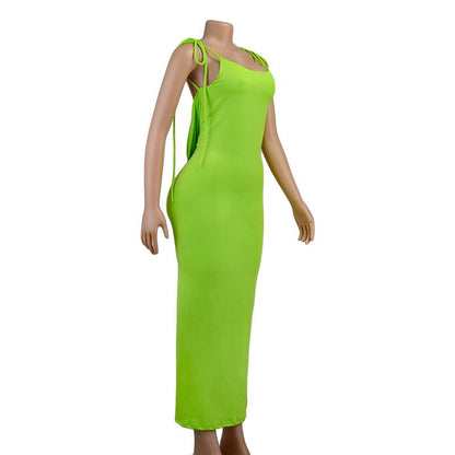 Kvinnors Maxiklänning A-linjeformad Bomull Polyester Lång Klänning Dam-6