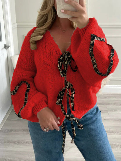 Dam Kofta Långärmad Lätt Akryl Elegant Slipsdetalj-2