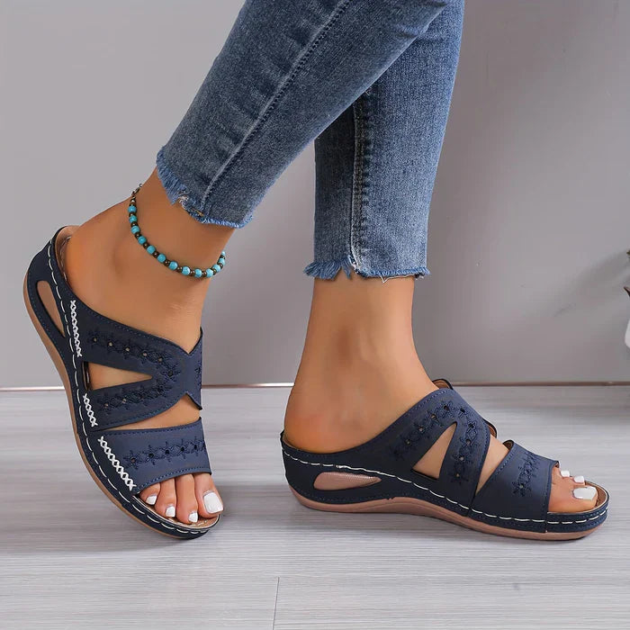Dam Sandaler Ortopedisk Design Syntetisk Läder för Komfort och Stabilitet 7