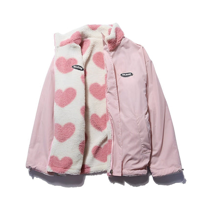 Unisex Plüschmantel Hjärta Mjuk Lamm Plysch-4