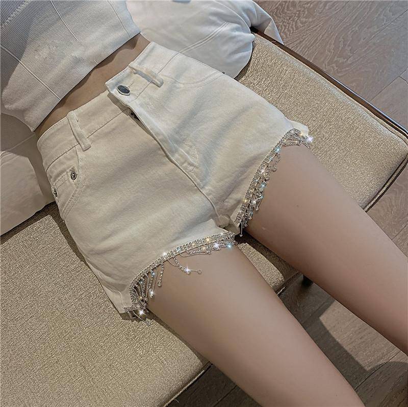 Dam Jean Shorts Hög Midja Bomull-3