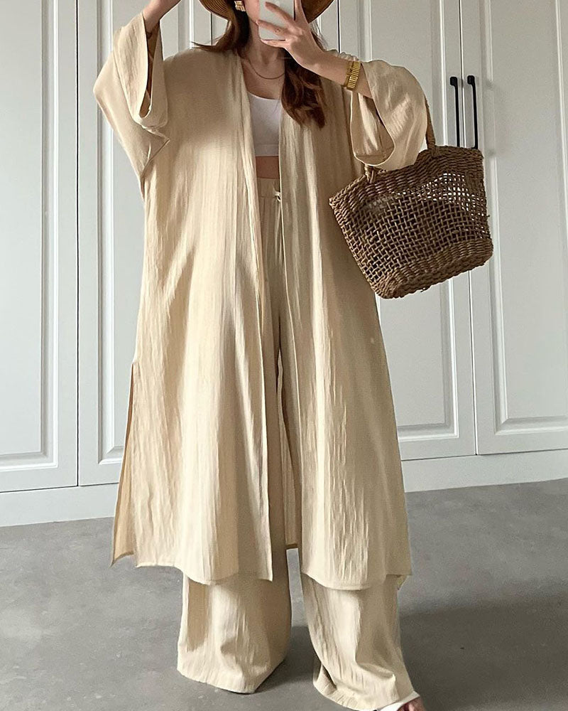 Damer Lång Kofta Tvådelad Set Mjuk Material-5