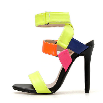 Variant image for Kvinnors Hög Häl Sandal Fotledslinga Flock-1