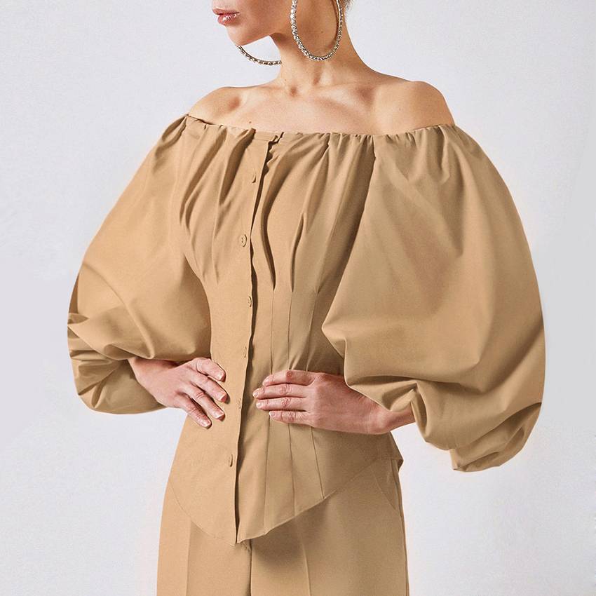 Variant image for Kvinnors Pufftop Låg Profil Bomull Lykta Ärmar-2