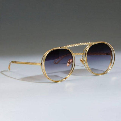 Unisex Runda Solglasögon Minimalistisk Aluminium UV400 Skydd-2