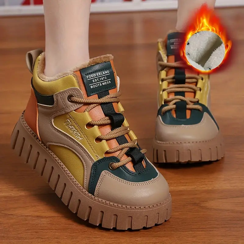 Dam Vinter Sneakers med Plysch och Snörning för Kalla Dagar-4