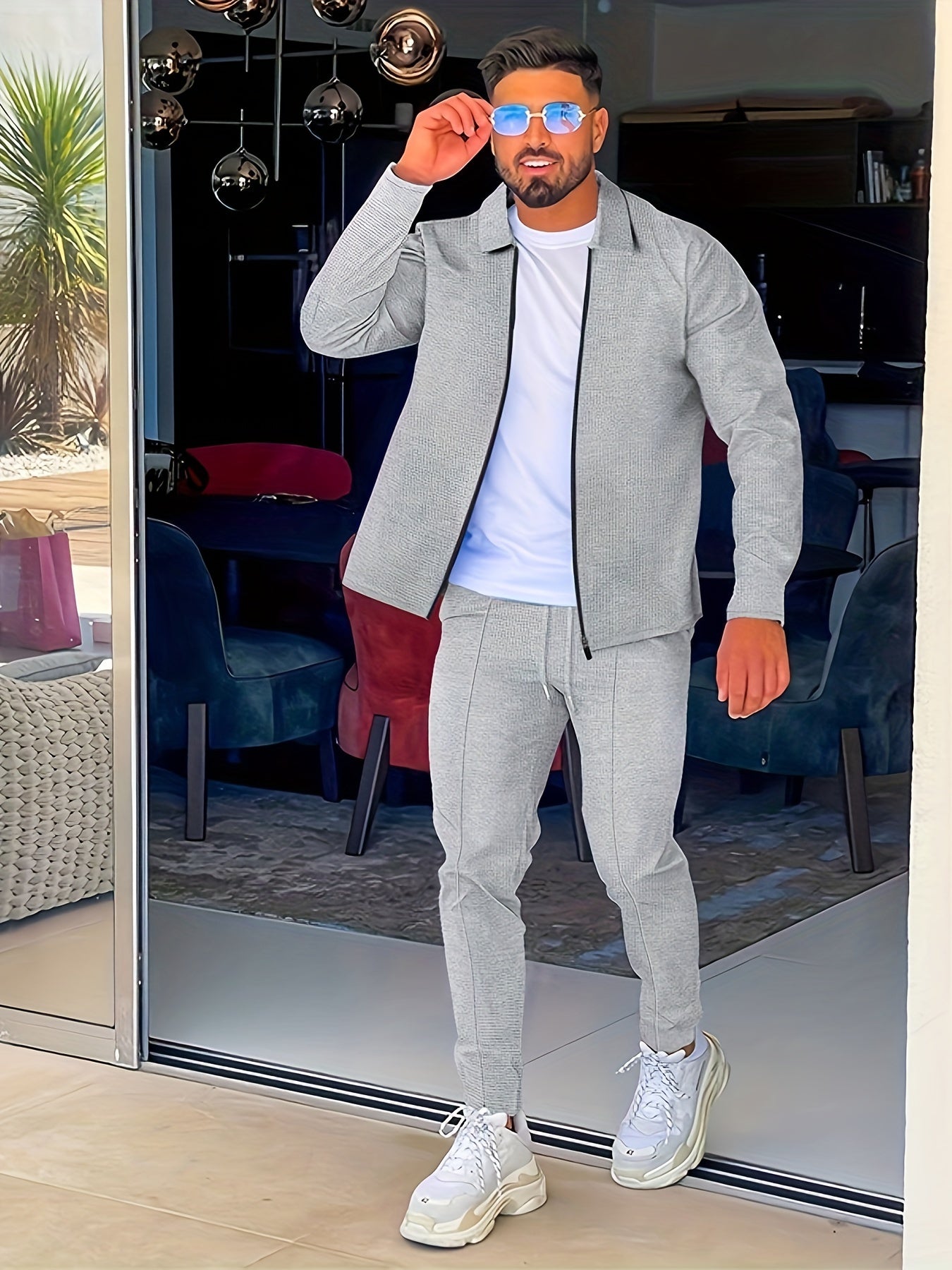 Variant image for Mäns Träningsdräkt Full Zip Bomull Casual-19