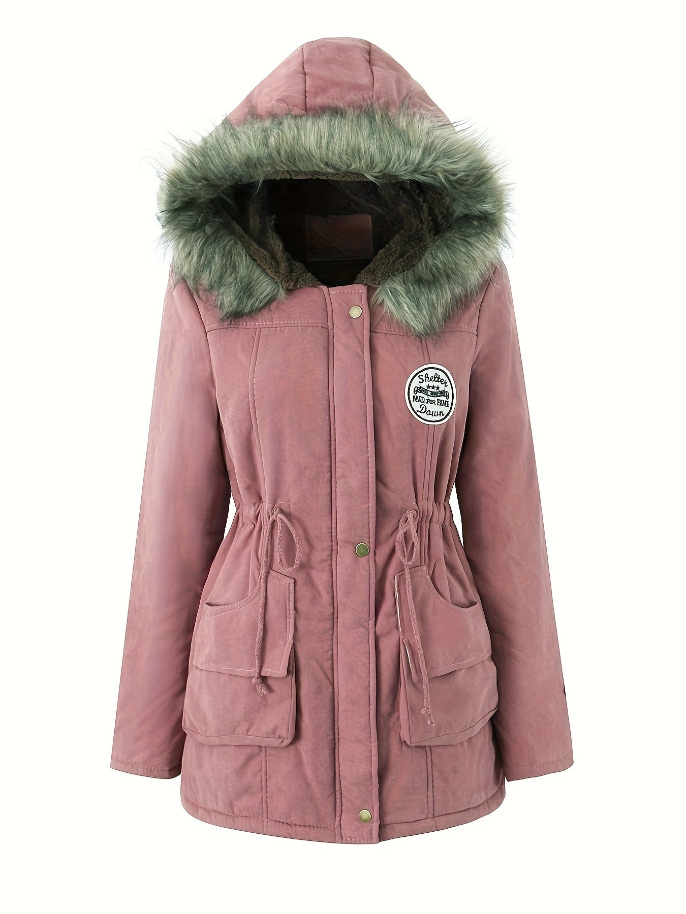 Lång Vinterjacka Dam Casual Polyester Parka-2