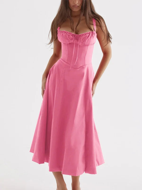 Variant image for Kvinnors Midi Klänning Spaghetti Band Högkvalitativt Tyg-50