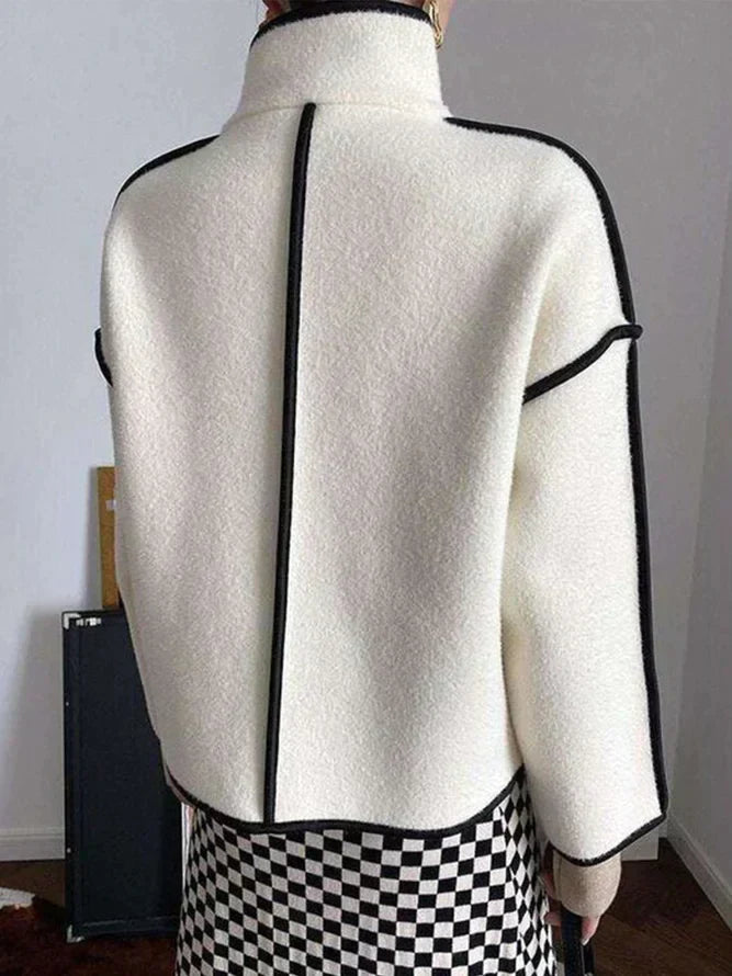 Dam Färgblockjacka Långa Ärmar Mjuk Polyesterblandning-4