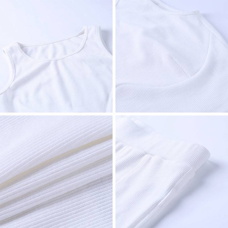 Damer Korta Byxor Set Rund Halsringning Bomull Polyester-6