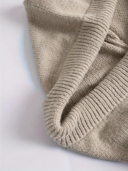 Dam Stickad Tröja Avslappnad Färgblock Vinterstil-5