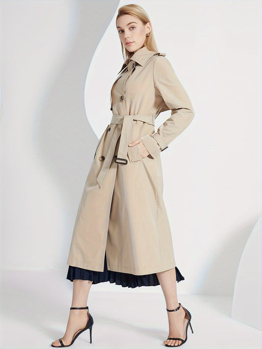 Kvinna Trenchcoat Långärmad Monokrom Polyester-1