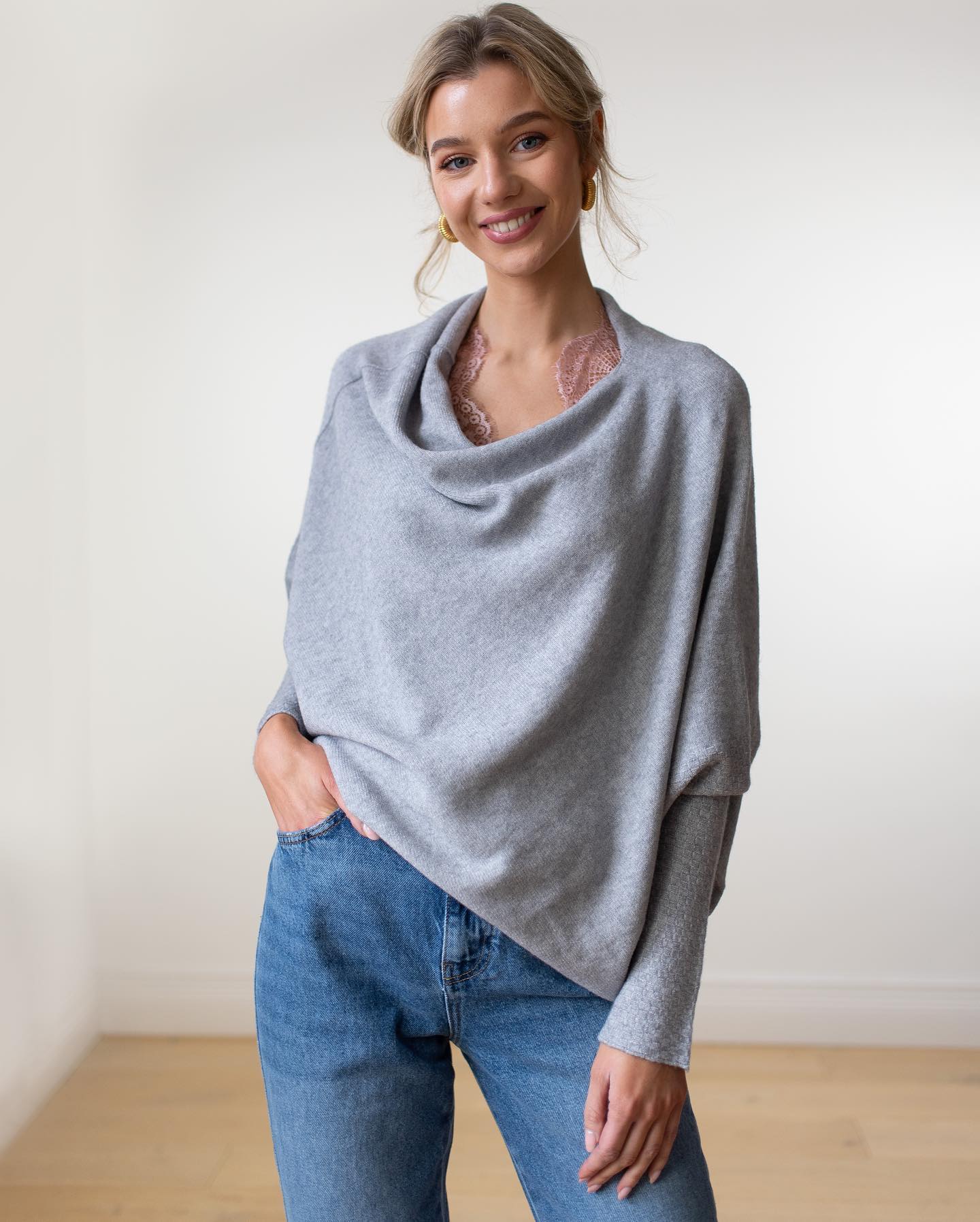 Dam Tröja Off-Shoulder Mjuk Tygdesign-2