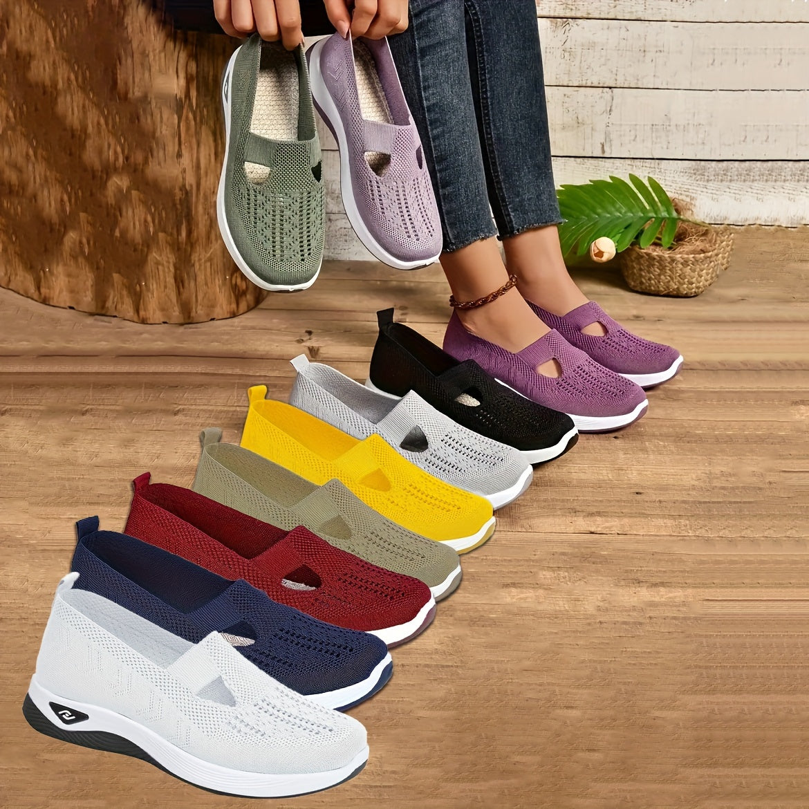 Kvinnors Sneakers Lätta Textil Andningsbara Skor-2