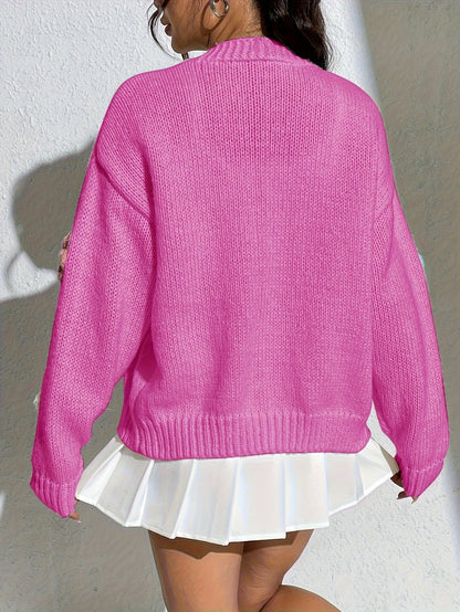 Kvinna Lång Kofta Blommönster Ullstickad 6