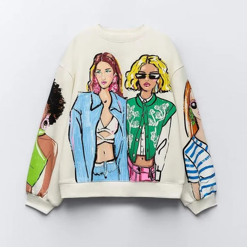 Dam Pullover Tidlös Design Bomull Polyester-1