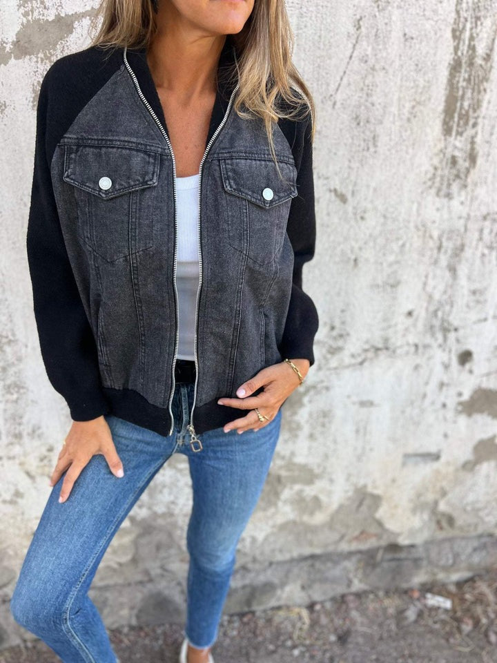 Dam Denimjacka Modern Design Hållbar Denim-3